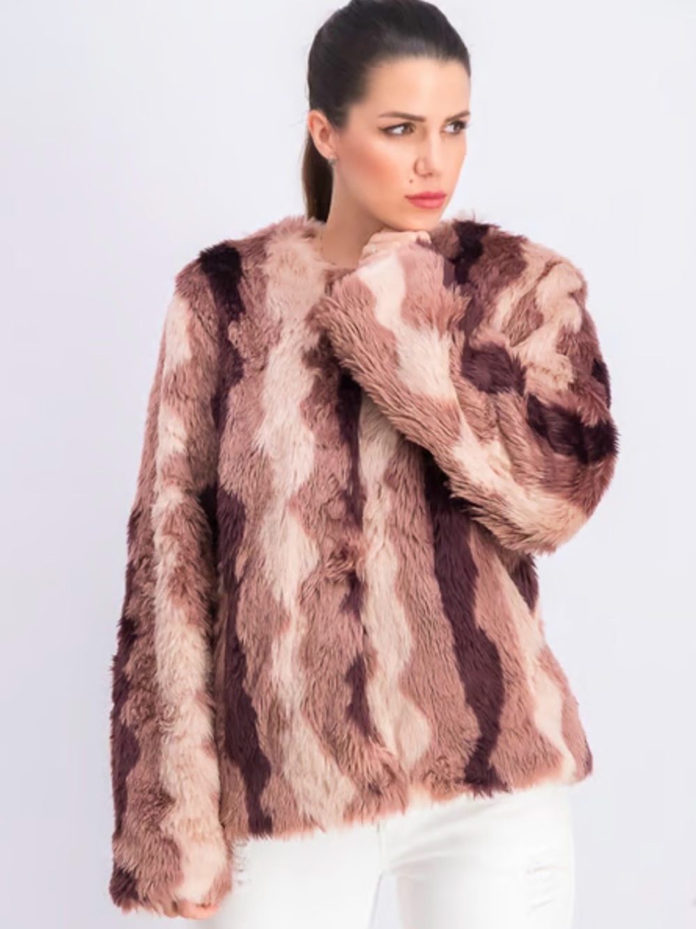 Sam Edelman faux fur purple/pink ombre oversized jacket, size XS